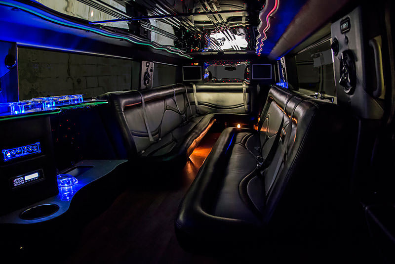 Toledo Limo 18 Passenger Hummer Limousine with built-in bar area