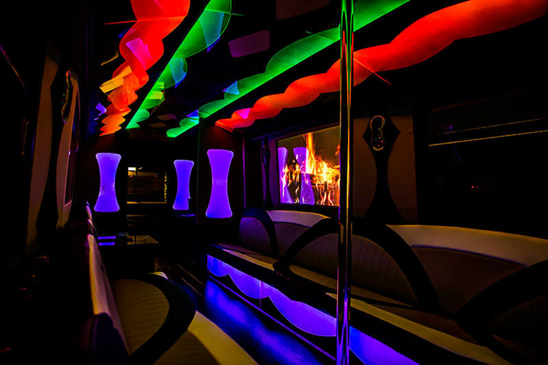 Toledo limo bus with colorful lighting
